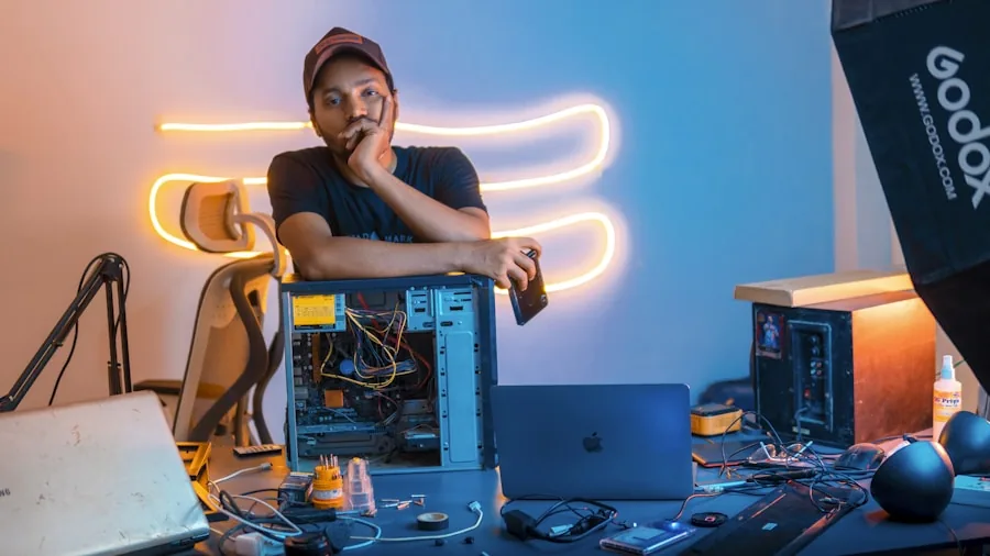 technology enthusiast workspace electronics