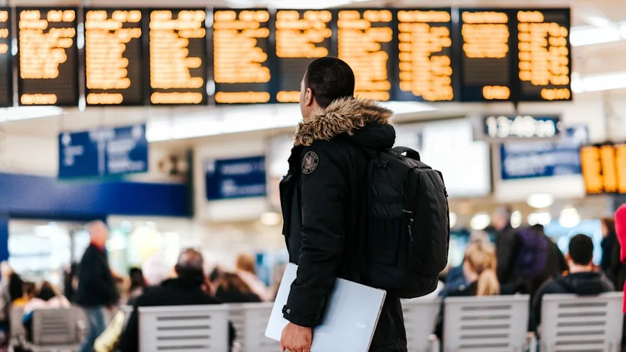 traveler checking flight prices online