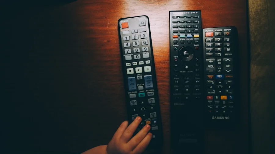 TV remote control hands close-up