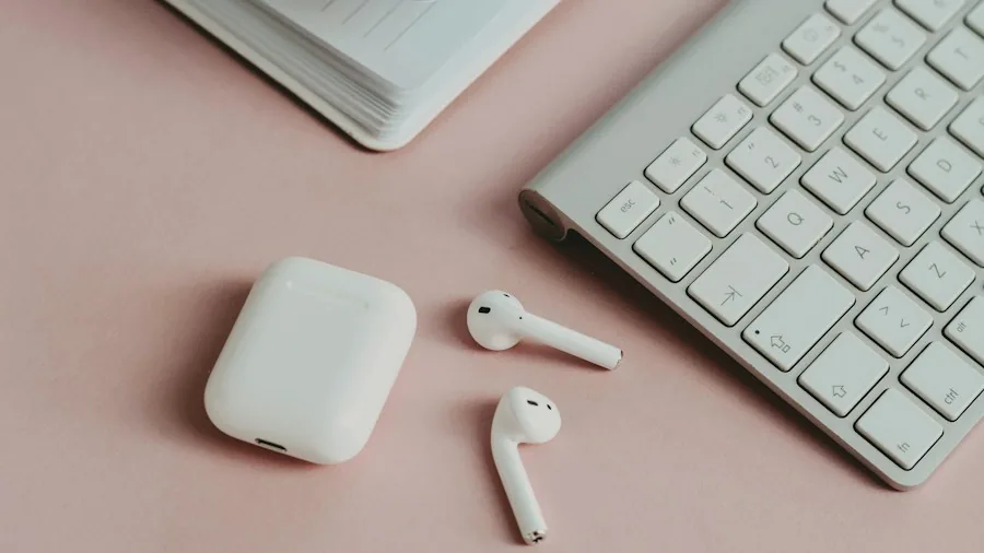 user charging earbuds case desk