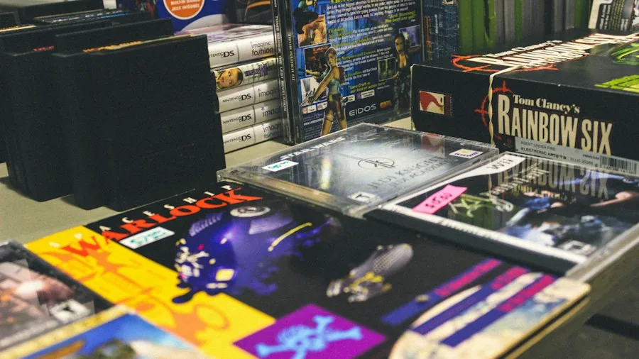 video game collection shelf discs