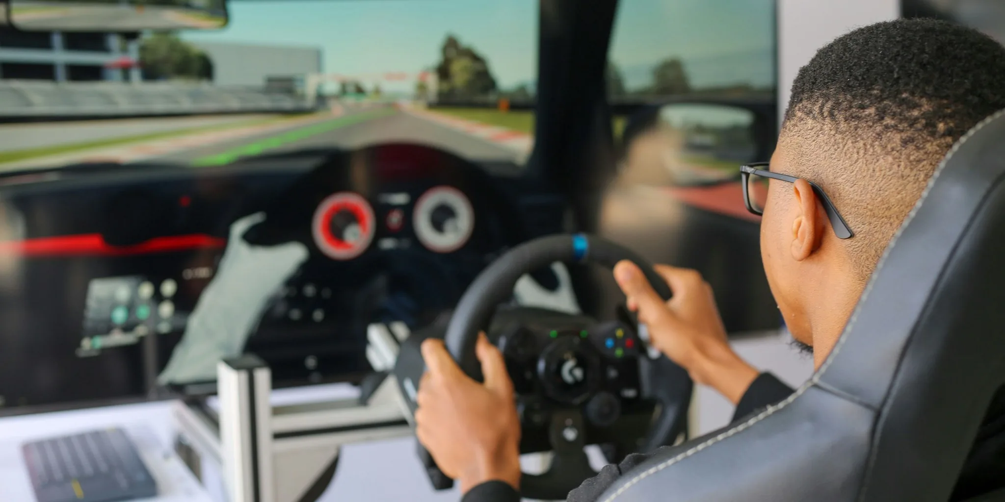 video game racing cockpit view