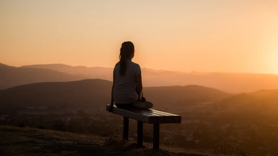 woman taking deep breathing break